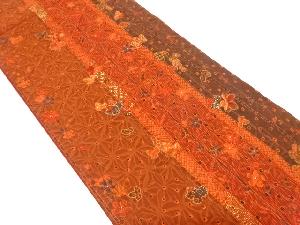 縞に葡萄・梅模様　袋帯